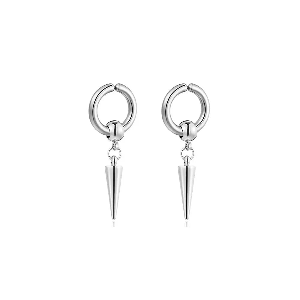 1Pair Unisex Punk Fashion Cross Pendant Ear Clip Non-Piercing Earrings Fake Earrings Gift for Men Women Jewelry Daily Wear