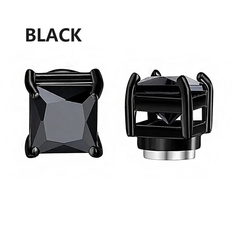 1/6 Pairs Stainless Steel Cross Pendant Clip Earring Non Piercing Fake Hoop Stud Earrings for Men Women Fashion Jewelry