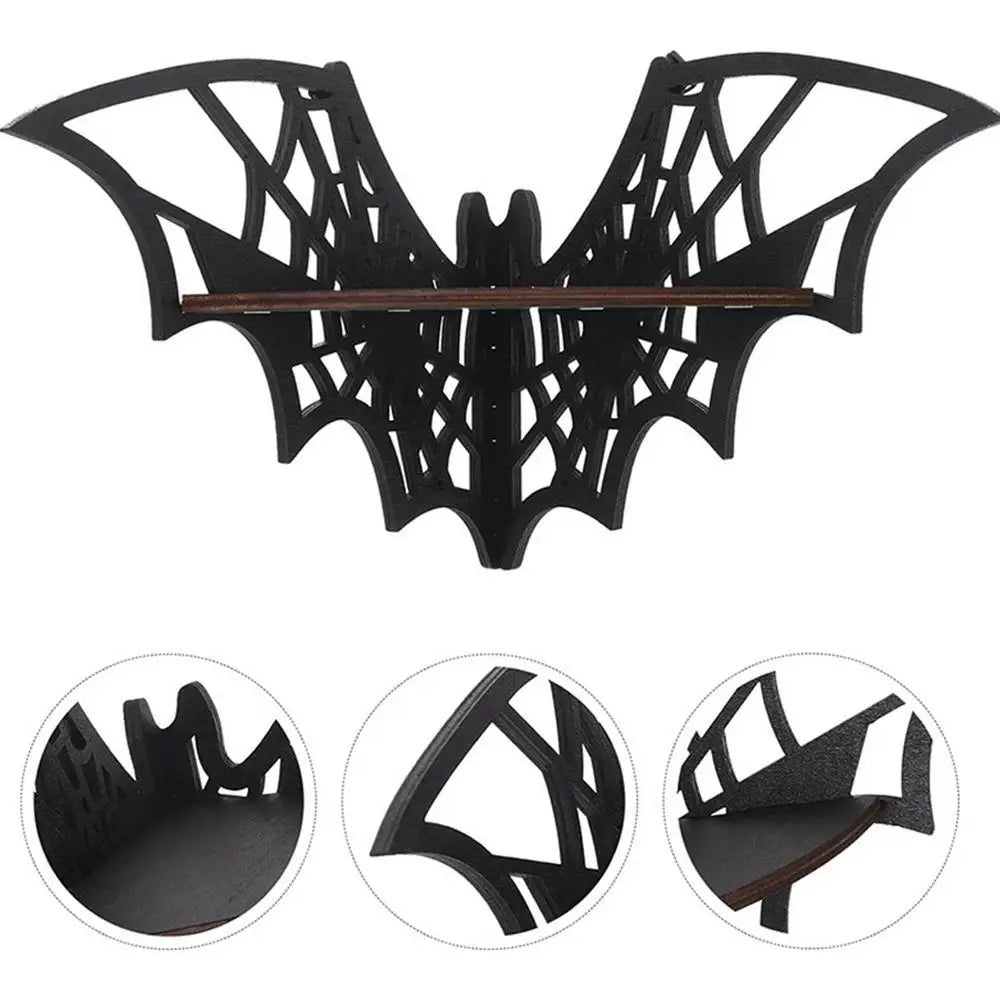 Bat Corner Shelves Wooden Floating Bat Wall Corner Shelves Gothic Jewelry Display Shelf Halloween Decorative Shelf For Home