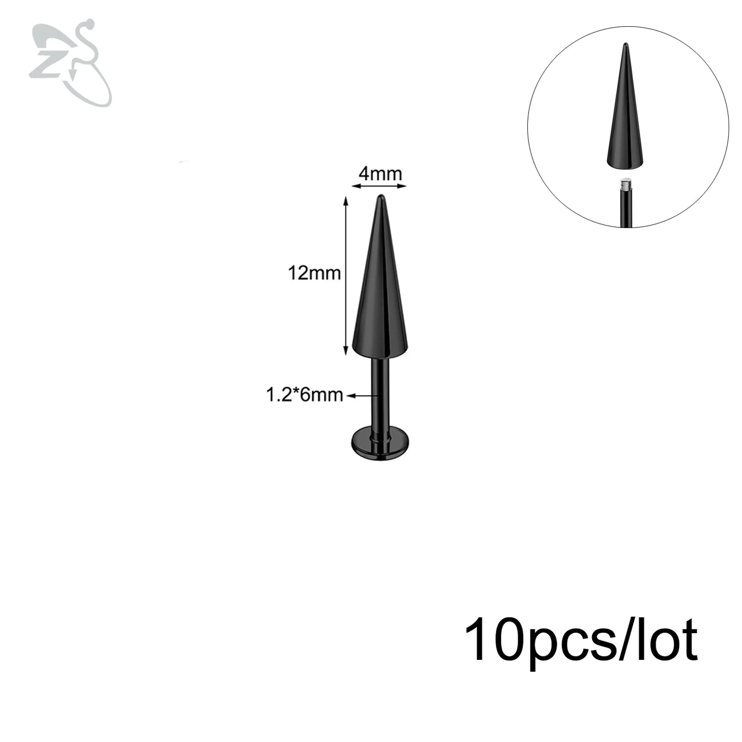 ZS 10Pcs/lot Stainless Steel Lip Labret Piercing for Women External Thread Lip Stud Ring Tragus Helix Cartilage Piercing 16G