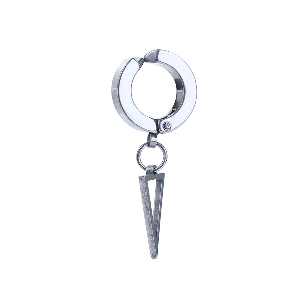 1 Pcs Geometric Triangle Cross Fake Piercing Ear Cuff Men Woman No Hole Stainless Steel Fashion Jewelry
