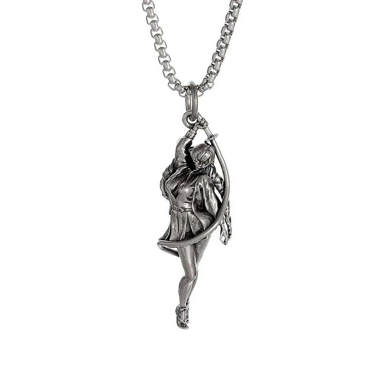 Fashionable and Sexy Female Baseball Player Statue Pendant Necklace Men and Women Hip-Hop Trend Jewelry Couple Gifts