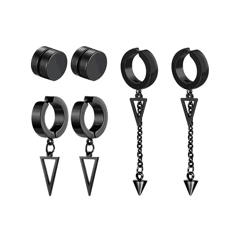 1 pairs No Piercing Earrings Titanium Steel Clip-on Fake Earring Round Ear Clip For Women Men Punk Party Fashion Sexy Jewelry