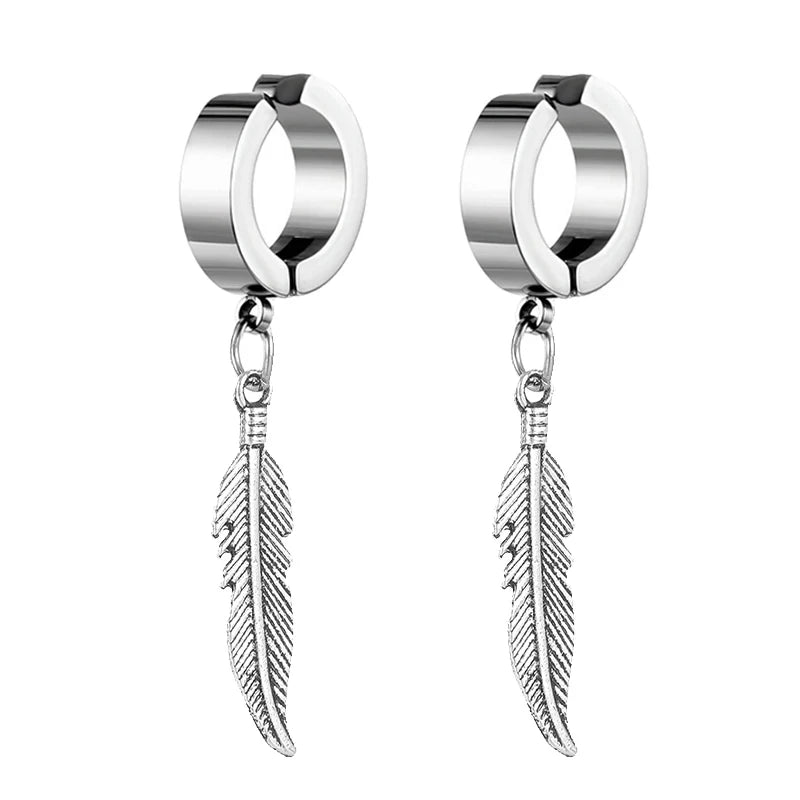 1Pair Unisex Punk Fashion Cross Pendant Ear Clip Non-Piercing Earrings Fake Earrings Gift for Men Women Jewelry Daily Wear