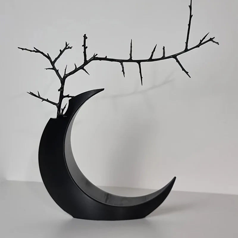 3D Printed Dried Flowers Vase Artificial Flower Pot Arrangement Gothic Moon Vase for Home Decor Creative Gift Desktop Ornament