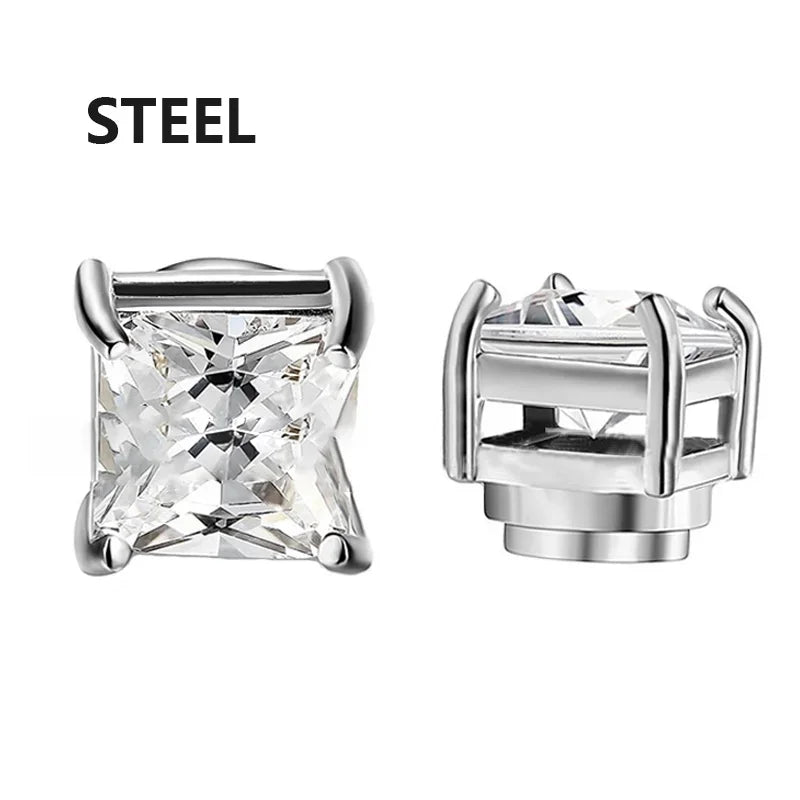 1/6 Pairs Stainless Steel Cross Pendant Clip Earring Non Piercing Fake Hoop Stud Earrings for Men Women Fashion Jewelry