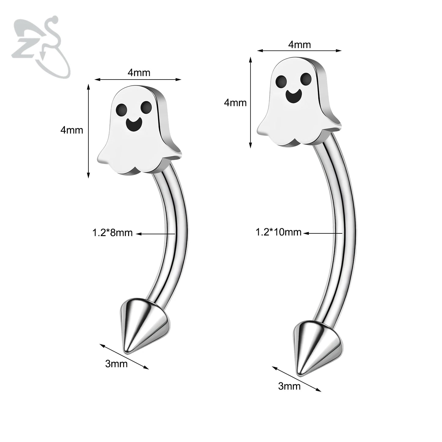 ZS 1 PC Punk 16G Stainelss Steel Eyebrow Piercing Men Pumpkin Ghost Eyebrows Ring Lip Belly Piercings Hallowmas Jewelry 8/10MM
