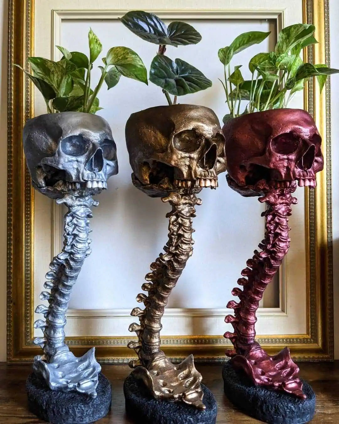 Skeleton Flower Pot with Spinal Support, Realistic Skeleton Flower Pot, Gothic Home Decoration, Resin Skeleton Shaped Flower Pot