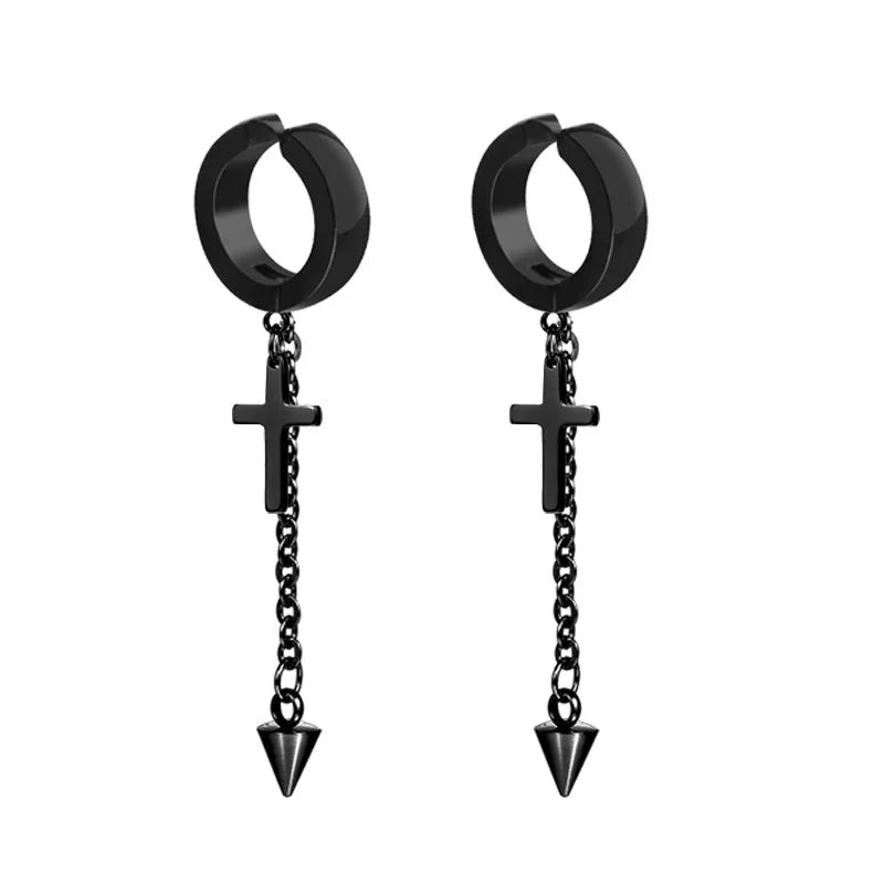 1 pairs No Piercing Earrings Titanium Steel Clip-on Fake Earring Round Ear Clip For Women Men Punk Party Fashion Sexy Jewelry