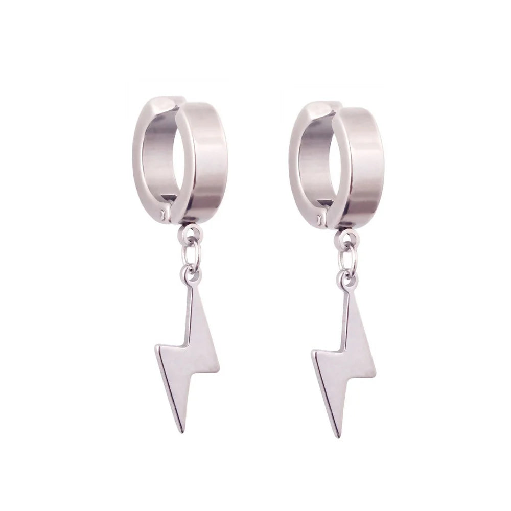 1Pair Unisex Punk Fashion Cross Pendant Ear Clip Non-Piercing Earrings Fake Earrings Gift for Men Women Jewelry Daily Wear
