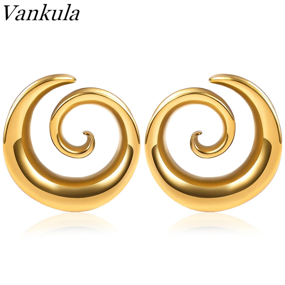 Vankula 2PCS New Round Spiral Saddle Plugs Hangers for Stretched Lobe Ear Tunnels Gauges Plugs Piercing Body Jewelry