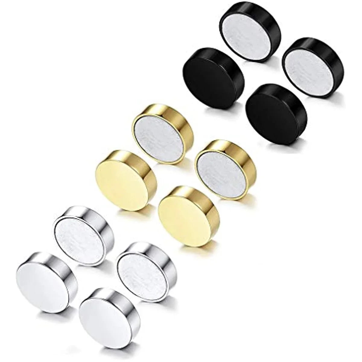 1/6 Pairs Stainless Steel Cross Pendant Clip Earring Non Piercing Fake Hoop Stud Earrings for Men Women Fashion Jewelry