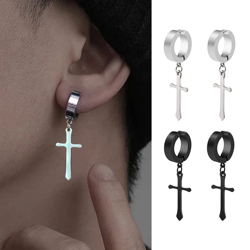 1/6 pairs No Piercing Earrings Titanium Steel Clip-on Fake Earring Round Ear Clip For Women Men Punk Party Fashion Sexy Jewelry