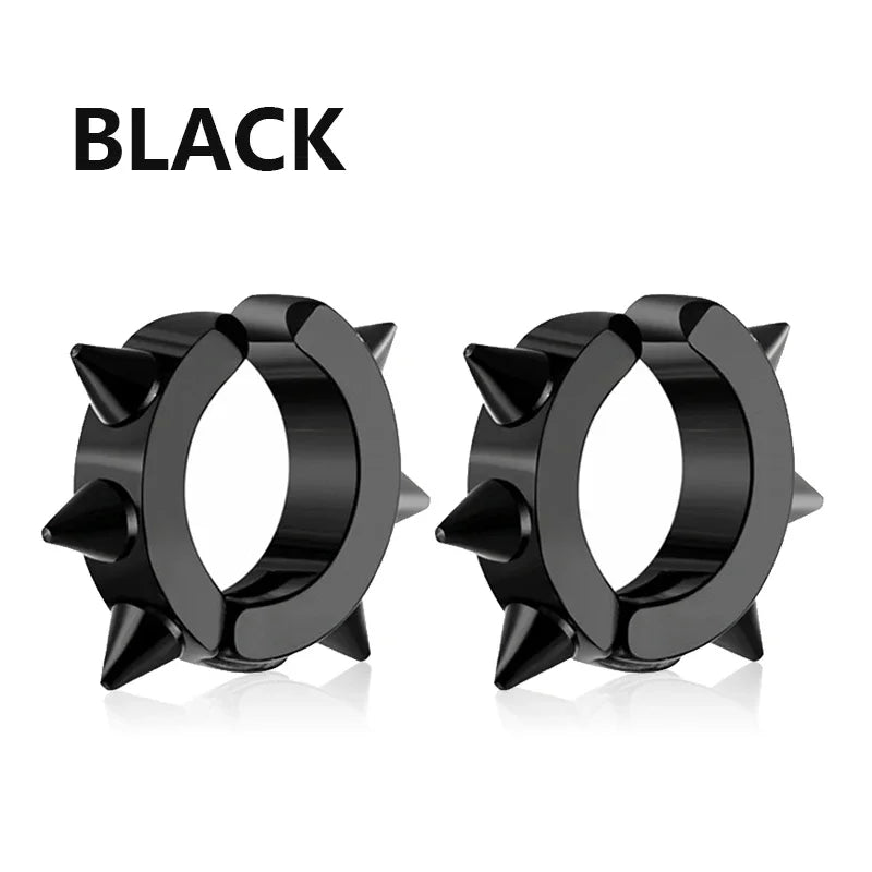 1 pairs No Piercing Earrings Titanium Steel Clip-on Fake Earring Round Ear Clip For Women Men Punk Party Fashion Sexy Jewelry