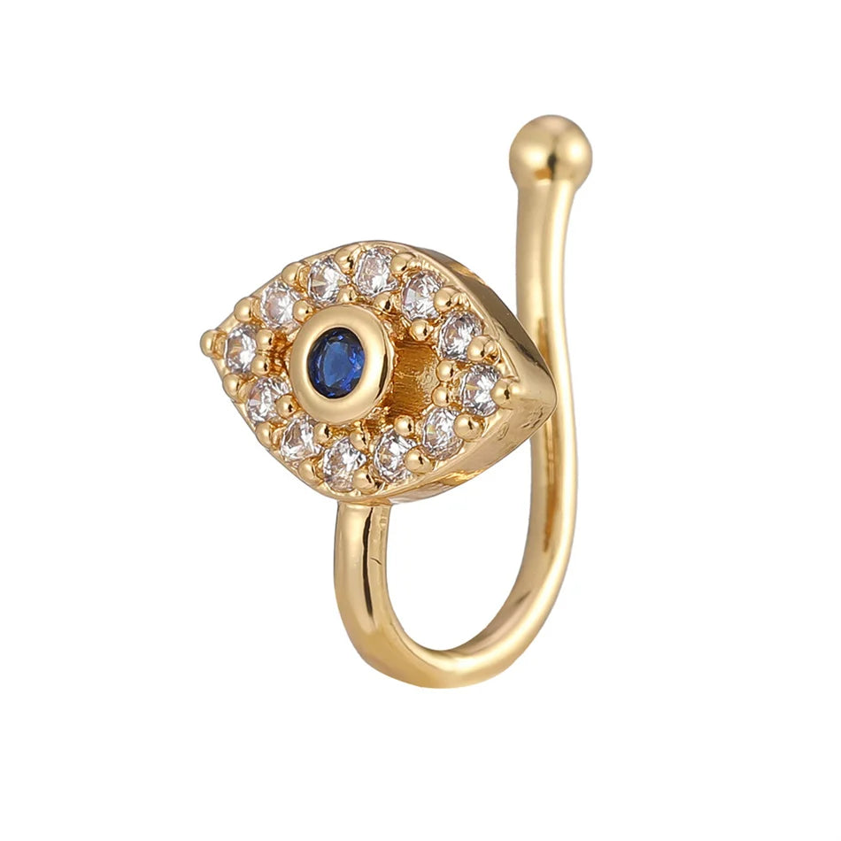Fake Nose Ring Crystal Ear Cuff False Piercing Body Jewelry for Women Teens Golden Silver Color CZ Zircon Cooper Clip Ornaments