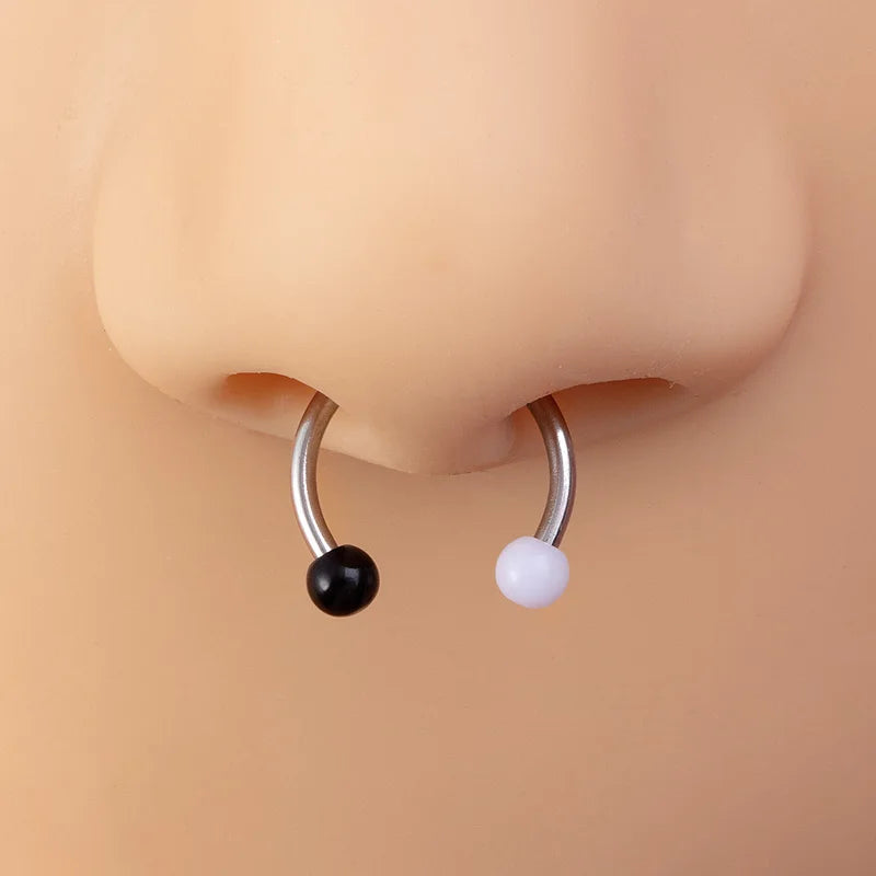 9pcs Hoop Nose Ring Septum Piercing Set Silver Color Surgical Steel Cartilage Earring Tragus Helix Circular BCR Ear Body Jewelry