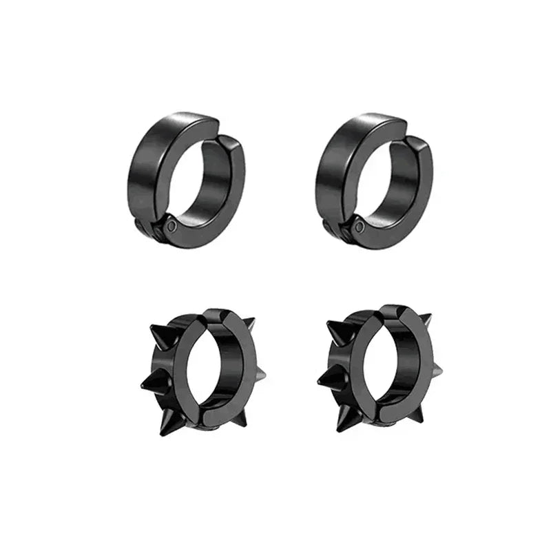 1 pairs No Piercing Earrings Titanium Steel Clip-on Fake Earring Round Ear Clip For Women Men Punk Party Fashion Sexy Jewelry
