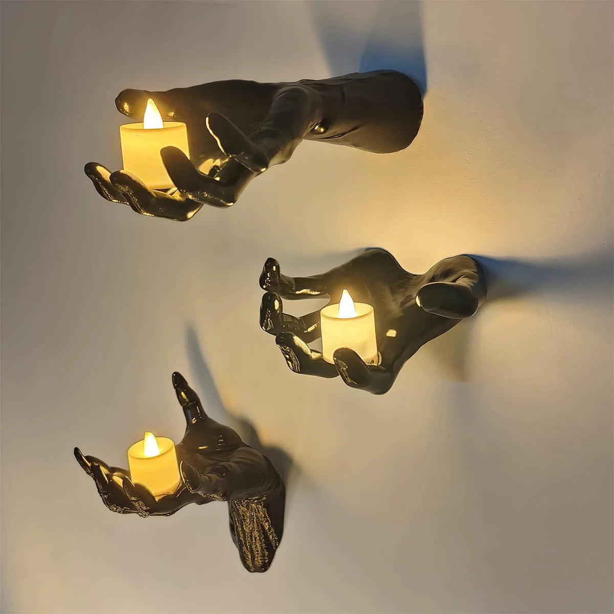 Halloween Wall Decor, 3-Pack Plastic Devil Hand Candle Holders , Realistic Gothic Terror Hands(Candles not included)