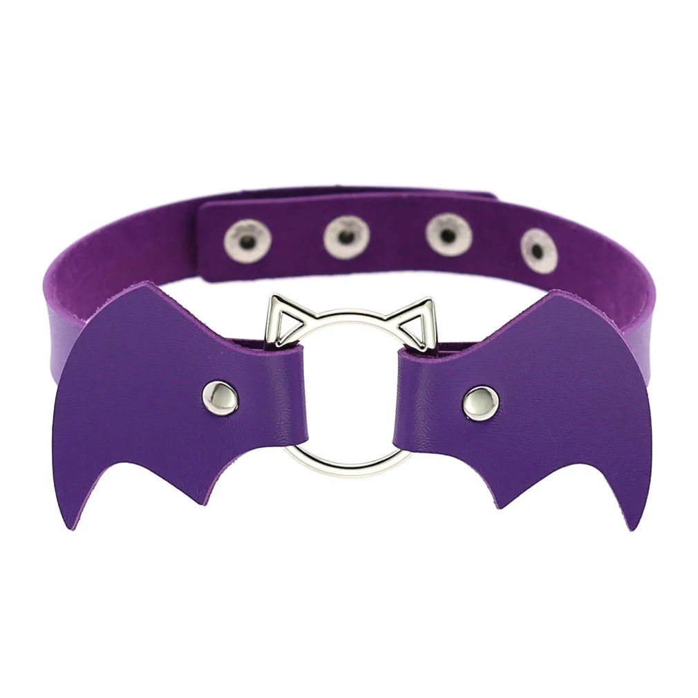 DIEZI Vintage Purple PU Leather Choker Necklace For Women Men Gift Punk Gothic Statement Collar Pendant Necklace New Jewelry
