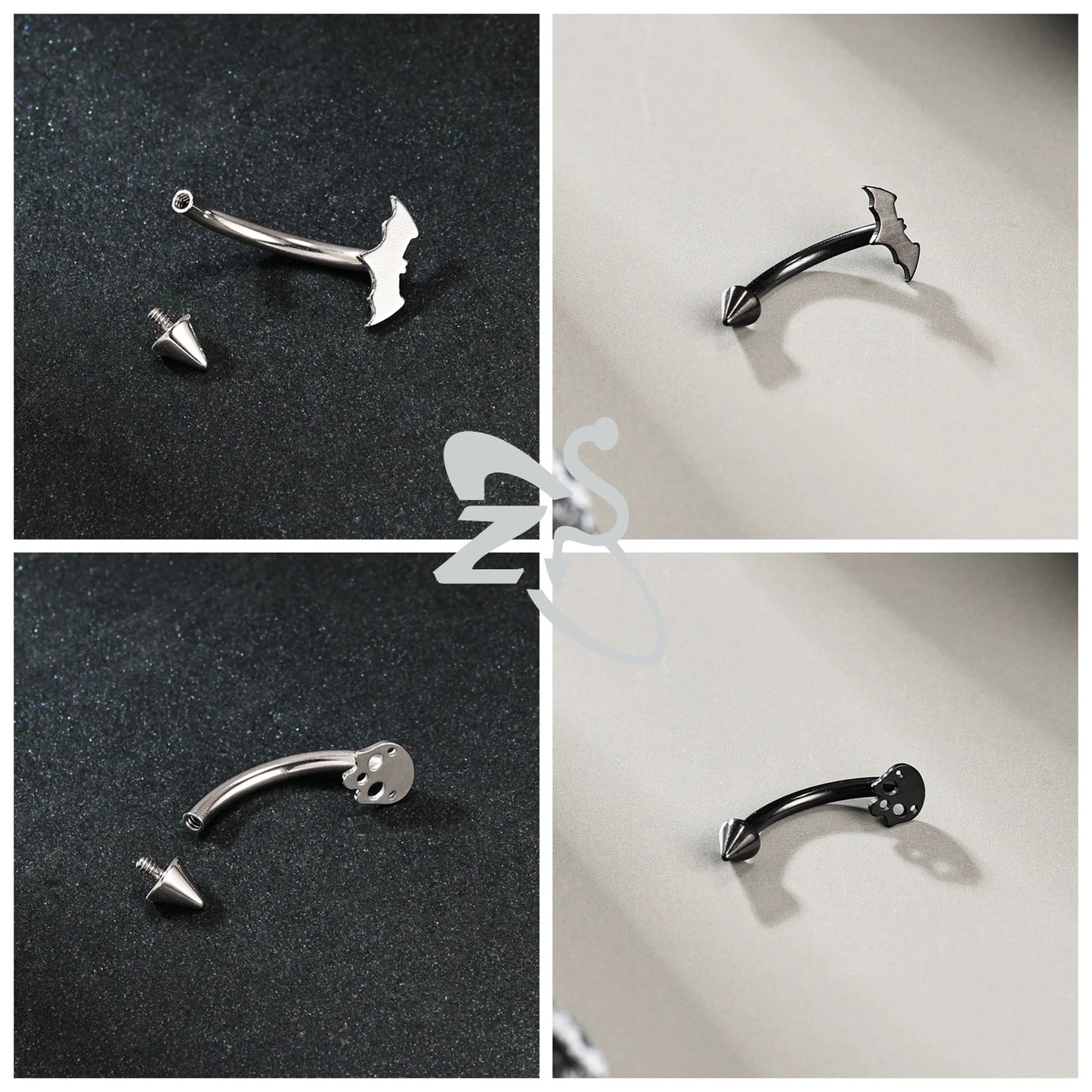 ZS 1 PC Punk 16G Stainelss Steel Eyebrow Piercing Men Pumpkin Ghost Eyebrows Ring Lip Belly Piercings Hallowmas Jewelry 8/10MM