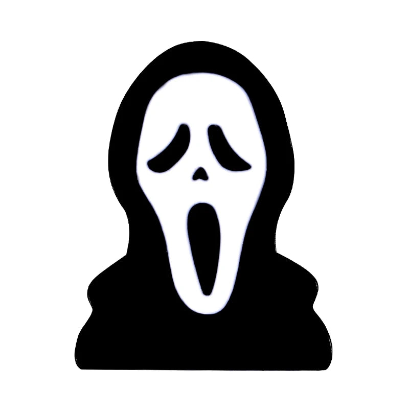 Call Me Enamel Pins What's Your Favorite Scary Movie Custom Brooches Lapel Badges Gothic Punk Skeleton Jewelry Gift for Friends