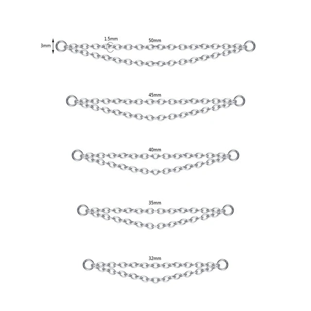 AOEDEJ 1PC Gold Color Nose Chain Jewelry Stainless Steel Industrial Piercing Chain Nostril Chain Women Body Piercing Jewelry