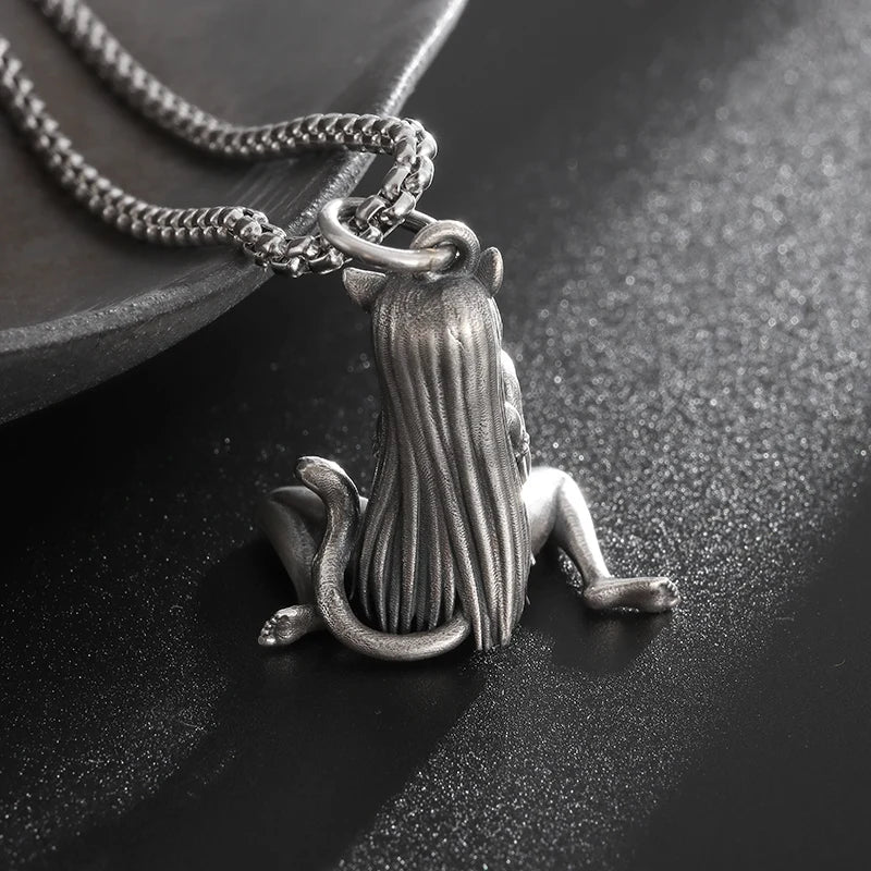 Fashion Cartoon Cute and Well-Behaved Cat Ears Goddess Necklace Ladies Pendant Anime Maid Cosplay Jewelry Gift for Girls