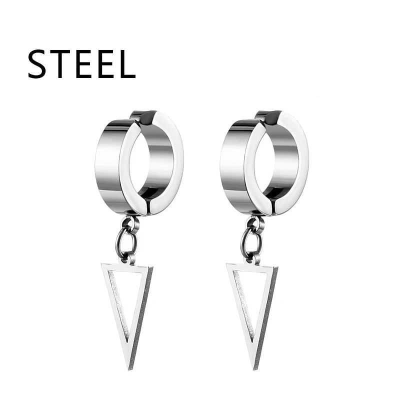 1Pair Unisex Punk Fashion Cross Pendant Ear Clip Non-Piercing Earrings Fake Earrings Gift for Men Women Jewelry Daily Wear