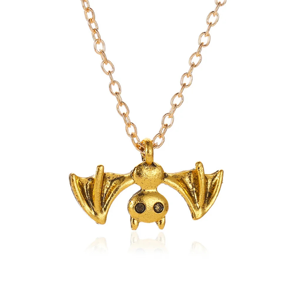 Gothic Bat Necklace for Women Men Punk Hip Hop Rock Vintage Metal Pendant Necklace Party Halloween Jewelry Gifts Cool Thing 2023