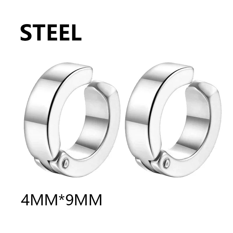 1/6 pairs No Piercing Earrings Titanium Steel Clip-on Fake Earring Round Ear Clip For Women Men Punk Party Fashion Sexy Jewelry
