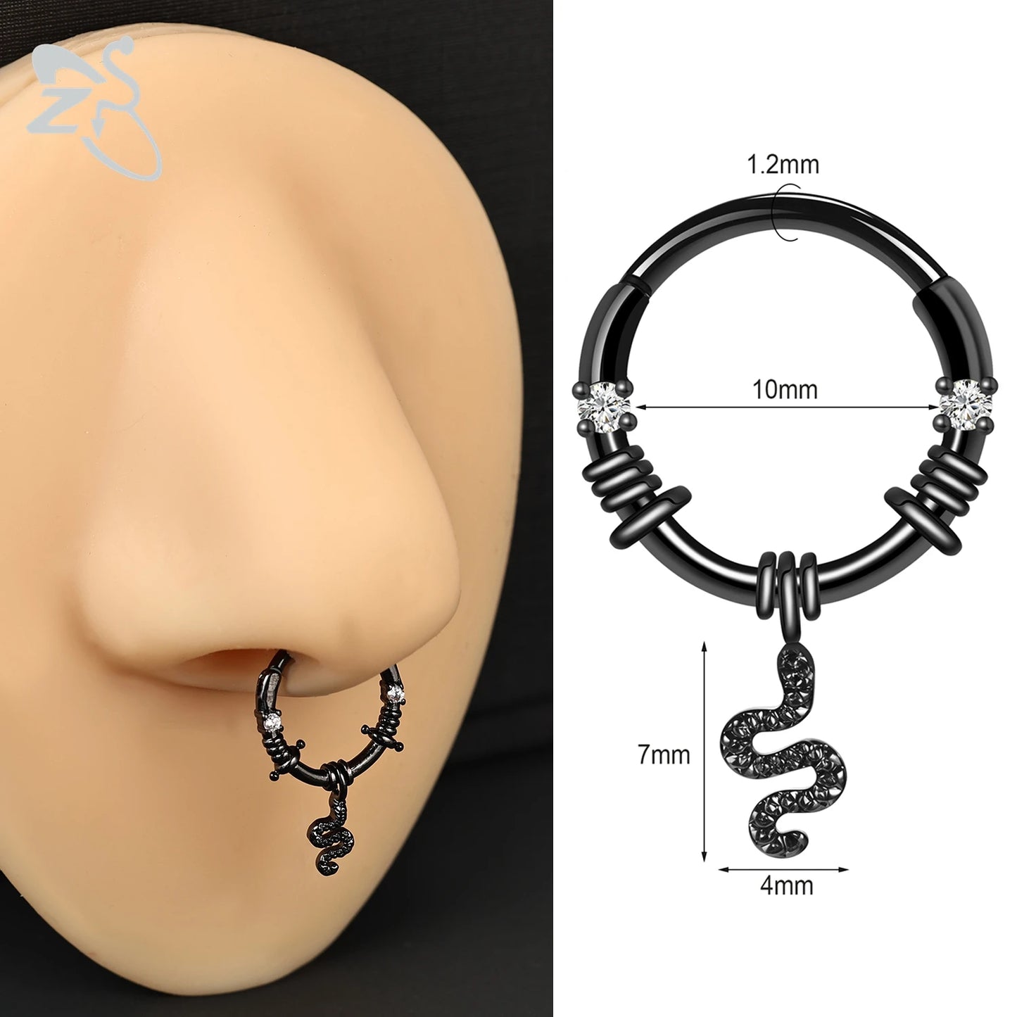 ZS 1 Piece Punk Stainless Steel Nose Ring Men Women Pumpkin Bat Septum Piercings Hallowmas Cartilage Helix Piercing Body Jewelry