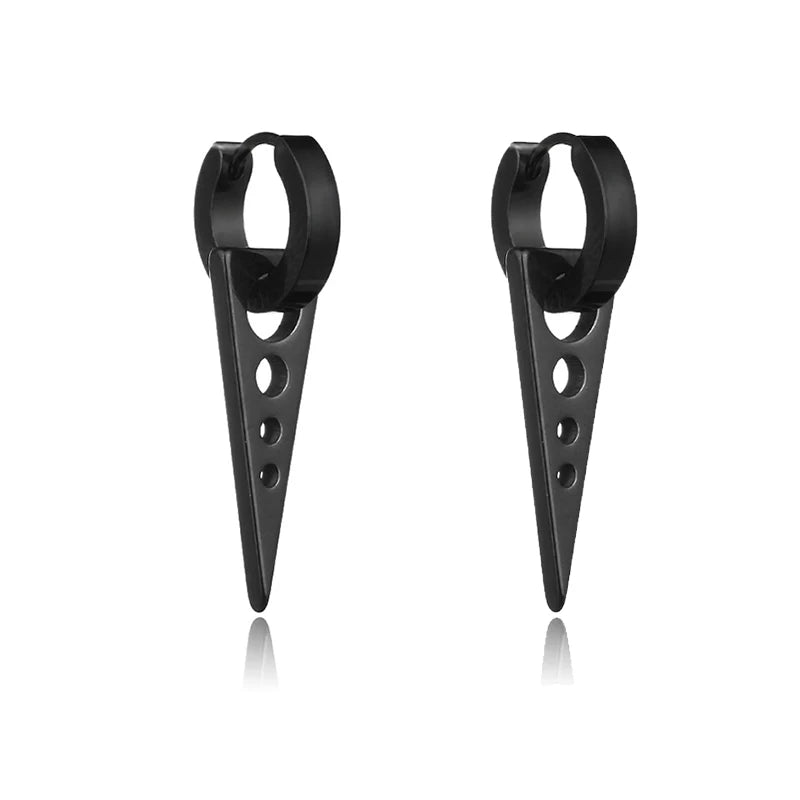 1 Pairs Black Earrings Set Punk Stainless Steel Stud Earrings For Men Women Vintage Hip Hop Piercing Ear Jewelry Accessories