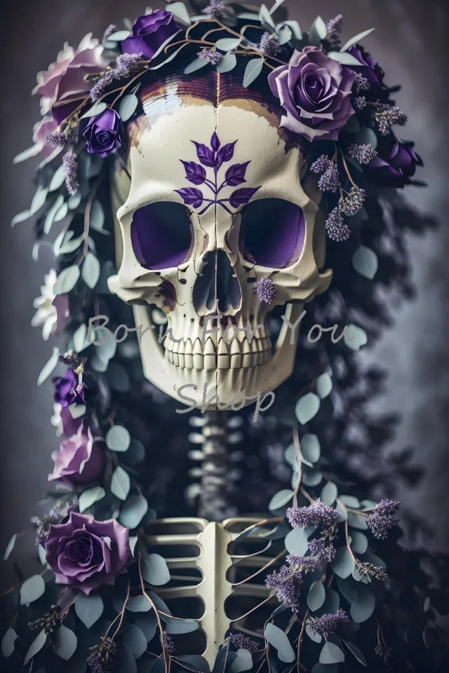 Floral Skulls Portrait Gothic Posters and Prints