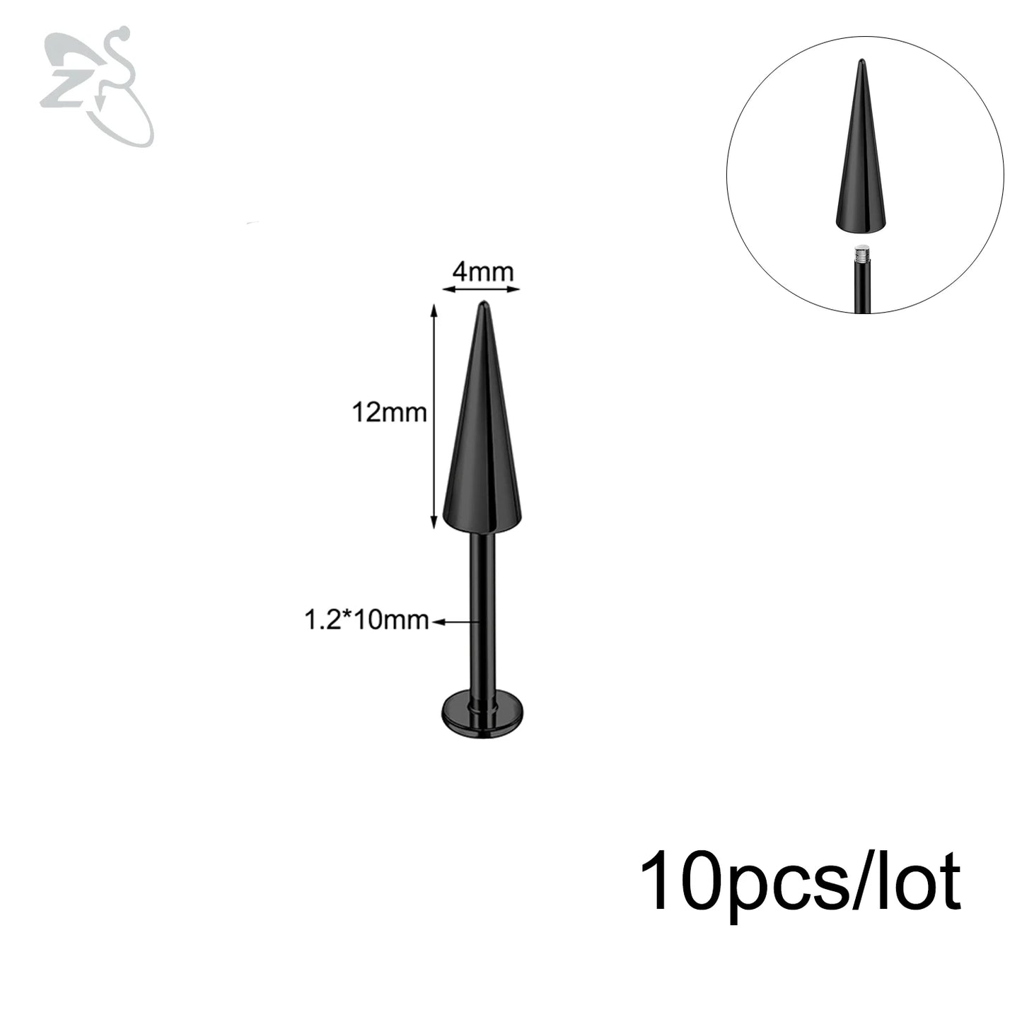 ZS 10Pcs/lot Stainless Steel Lip Labret Piercing for Women External Thread Lip Stud Ring Tragus Helix Cartilage Piercing 16G