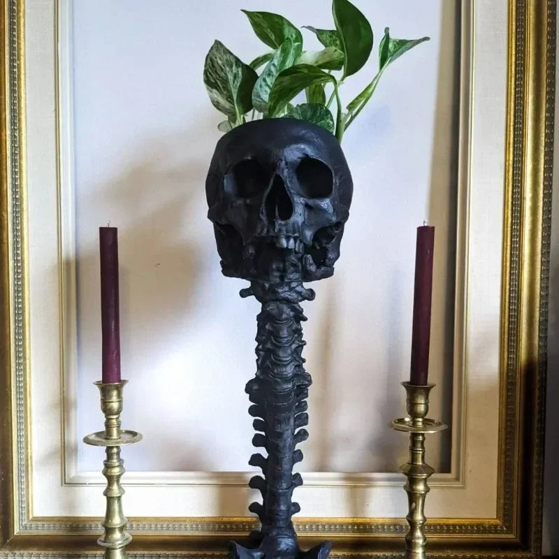 Skeleton Flower Pot with Spinal Support, Realistic Skeleton Flower Pot, Gothic Home Decoration, Resin Skeleton Shaped Flower Pot
