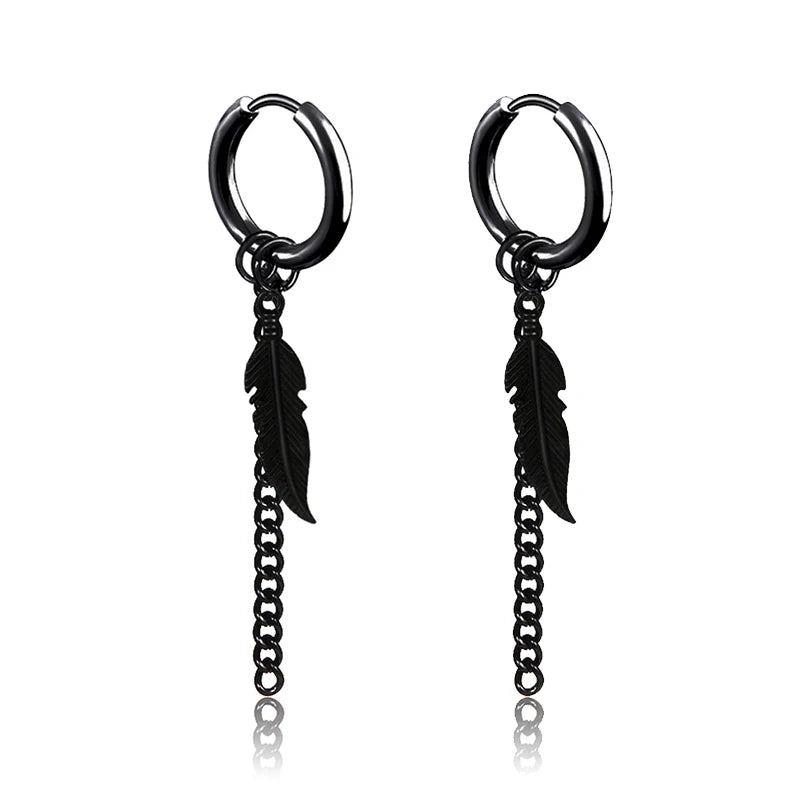 1 Pairs Black Earrings Set Punk Stainless Steel Stud Earrings For Men Women Vintage Hip Hop Piercing Ear Jewelry Accessories