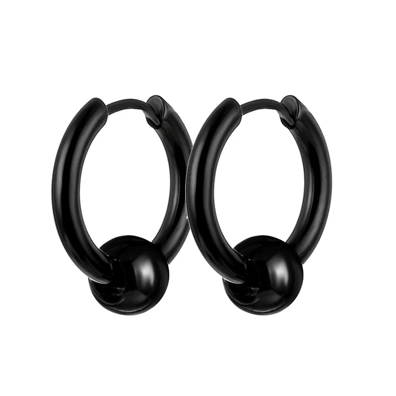 1 Pairs Black Earrings Set Punk Stainless Steel Stud Earrings For Men Women Vintage Hip Hop Piercing Ear Jewelry Accessories