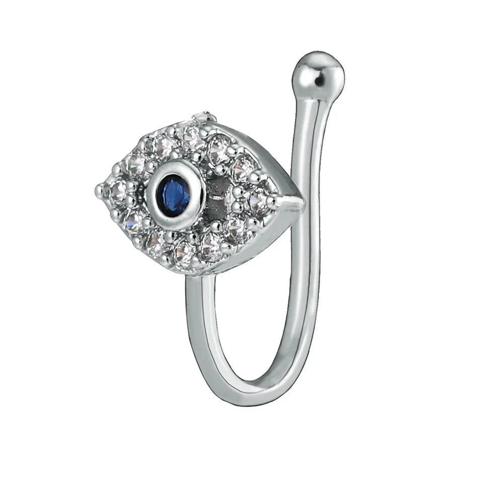 Fake Nose Ring Crystal Ear Cuff False Piercing Body Jewelry for Women Teens Golden Silver Color CZ Zircon Cooper Clip Ornaments