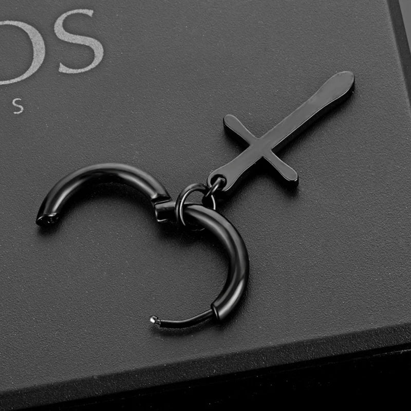 1 Pairs Black Earrings Set Punk Stainless Steel Stud Earrings For Men Women Vintage Hip Hop Piercing Ear Jewelry Accessories