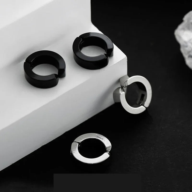 1/6 pairs No Piercing Earrings Titanium Steel Clip-on Fake Earring Round Ear Clip For Women Men Punk Party Fashion Sexy Jewelry