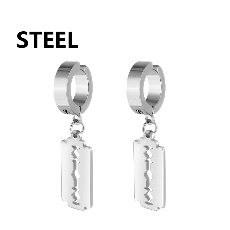 1Pair Unisex Punk Fashion Cross Pendant Ear Clip Non-Piercing Earrings Fake Earrings Gift for Men Women Jewelry Daily Wear