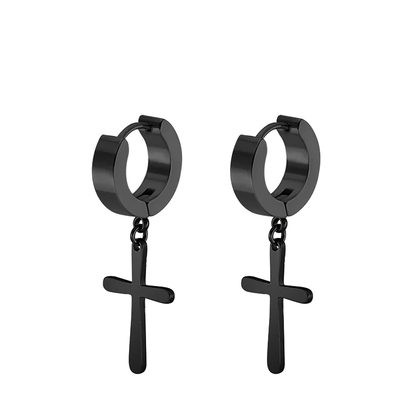 1 Pairs Black Earrings Set Punk Stainless Steel Stud Earrings For Men Women Vintage Hip Hop Piercing Ear Jewelry Accessories