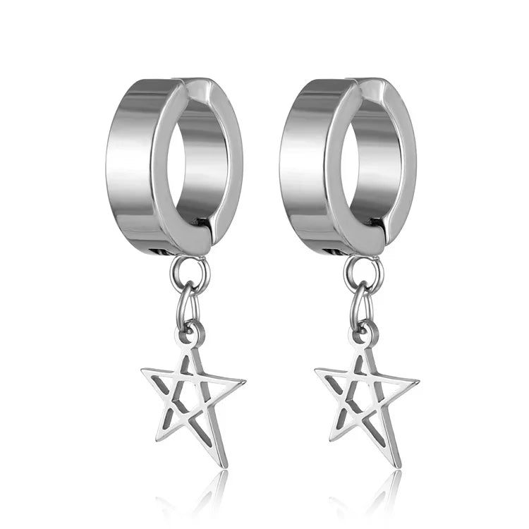 1Pair Unisex Punk Fashion Cross Pendant Ear Clip Non-Piercing Earrings Fake Earrings Gift for Men Women Jewelry Daily Wear