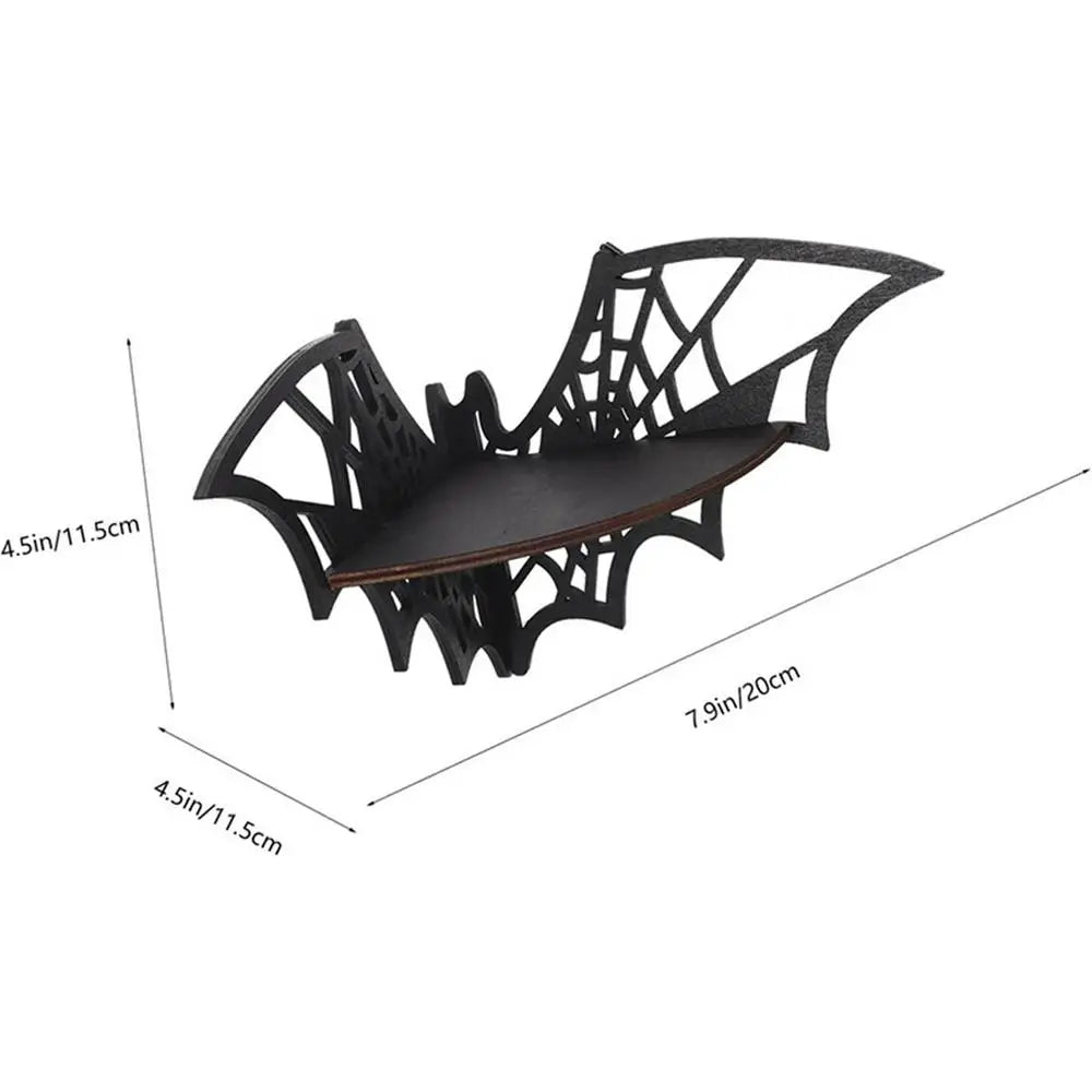 Bat Corner Shelves Wooden Floating Bat Wall Corner Shelves Gothic Jewelry Display Shelf Halloween Decorative Shelf For Home