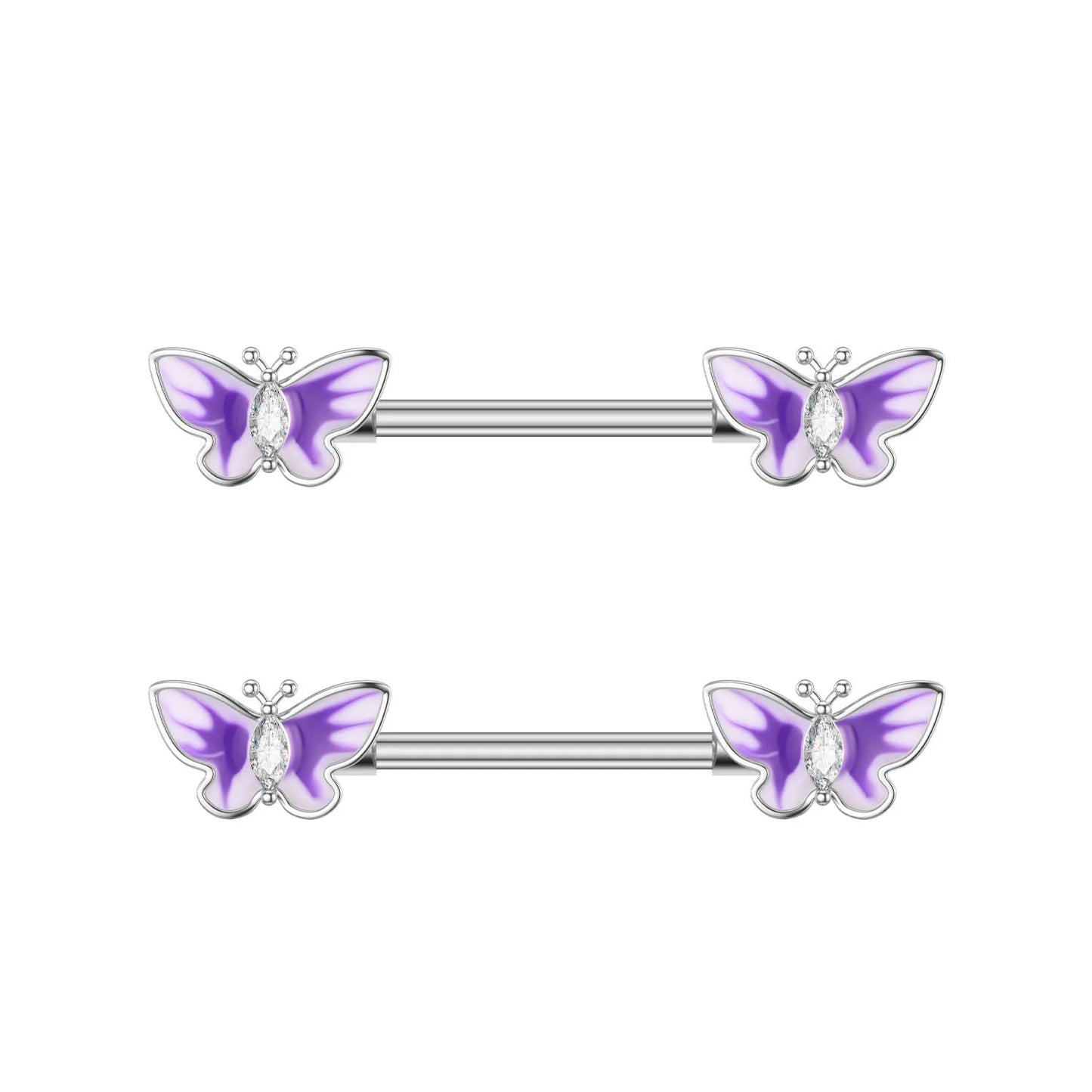 2pcs Cute Nipple Piercings Barbell Stainless Steel Crystal Nipple Shield Cover Heart Flower Nipple Rings Jewelry Body 1.6mm*16mm
