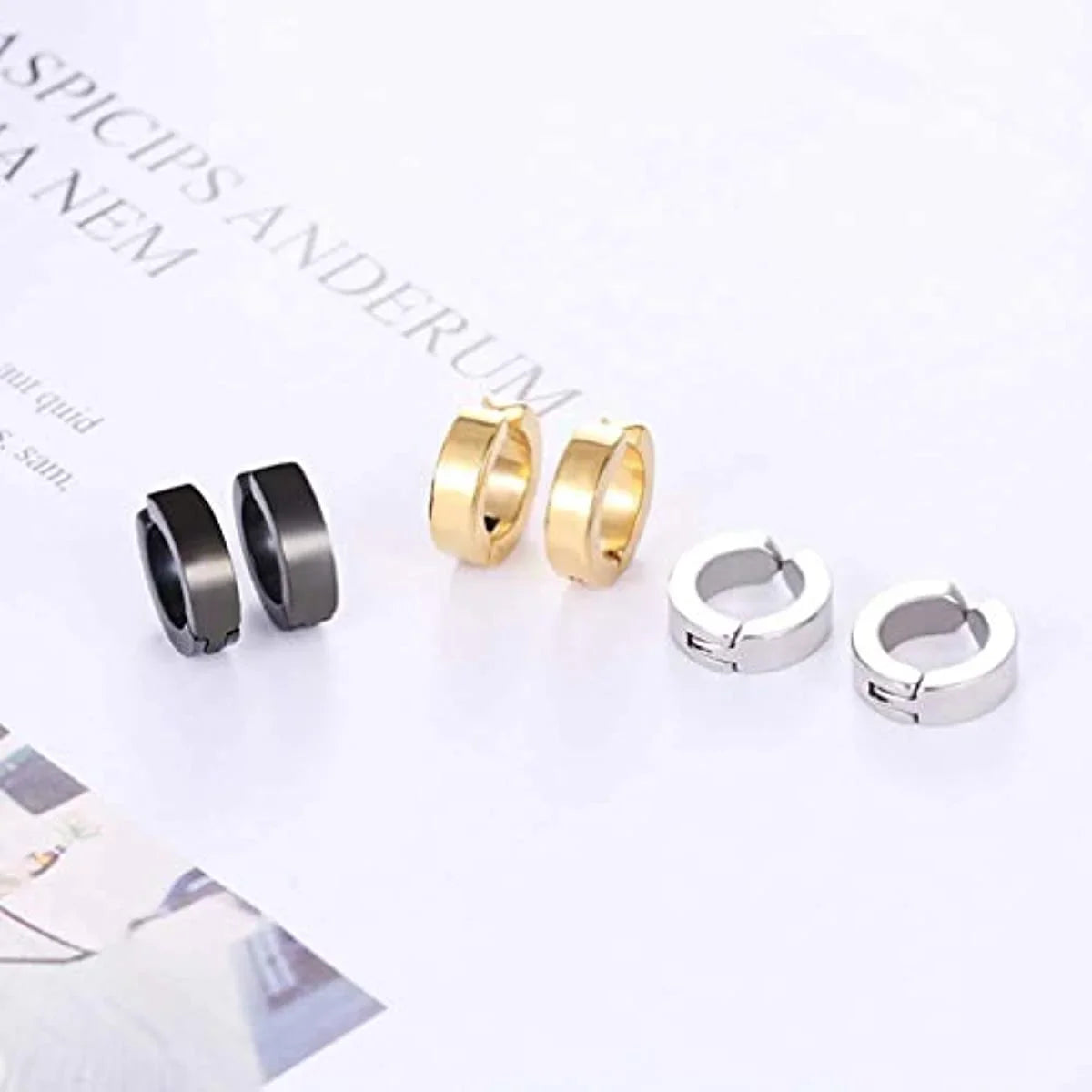 1/6 Pairs Stainless Steel Cross Pendant Clip Earring Non Piercing Fake Hoop Stud Earrings for Men Women Fashion Jewelry