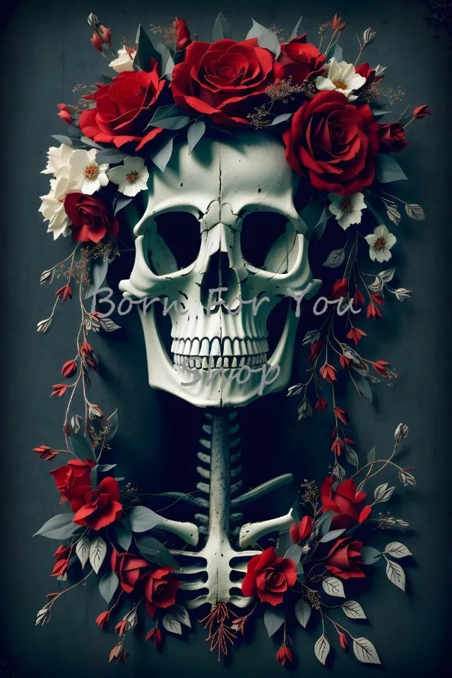 Floral Skulls Portrait Gothic Posters and Prints