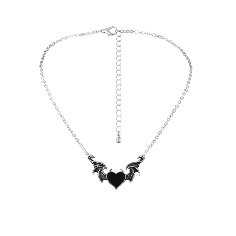 Gothic Bat Necklace for Women Men Punk Hip Hop Rock Vintage Metal Pendant Necklace Party Halloween Jewelry Gifts Cool Thing 2023