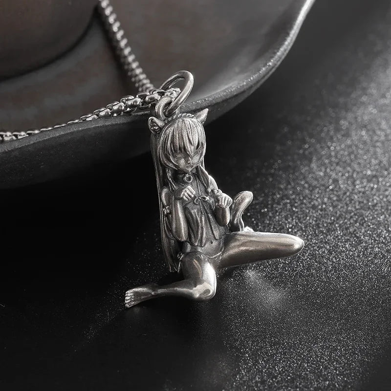 Fashionable and Sexy Female Baseball Player Statue Pendant Necklace Men and Women Hip-Hop Trend Jewelry Couple Gifts