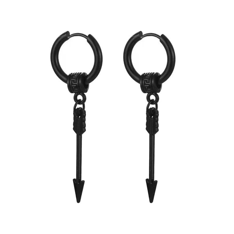 1 Pairs Black Earrings Set Punk Stainless Steel Stud Earrings For Men Women Vintage Hip Hop Piercing Ear Jewelry Accessories